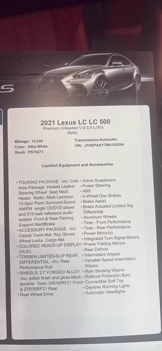 2021 Lexus LC - Image 6 of 6