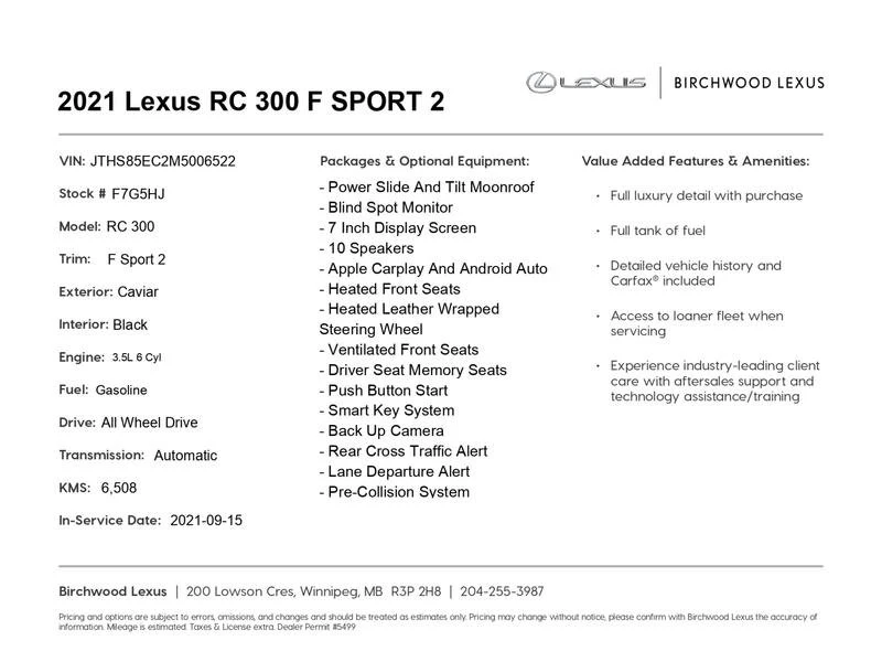 2021 Lexus RC - Image 3 of 20