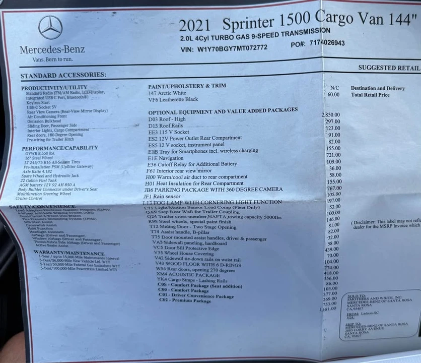 2021 Mercedes-Benz VS30 Sprinter - Image 10 of 10