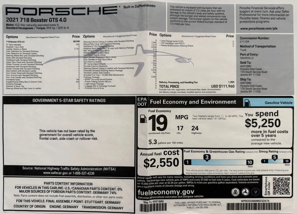 2021 Porsche 718 Boxster GTS 4.0 - Image 28 of 29