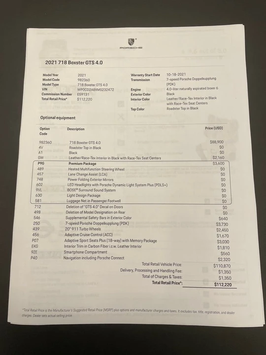 2021 Porsche 718 Boxster GTS 4.0 - Image 26 of 26