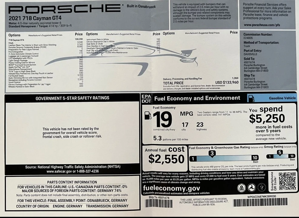 2021 Porsche 718 Cayman GT4 - Image 16 of 18