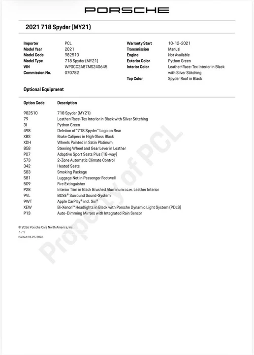 2021 Porsche 718 Boxster Spyder - Image 8 of 8