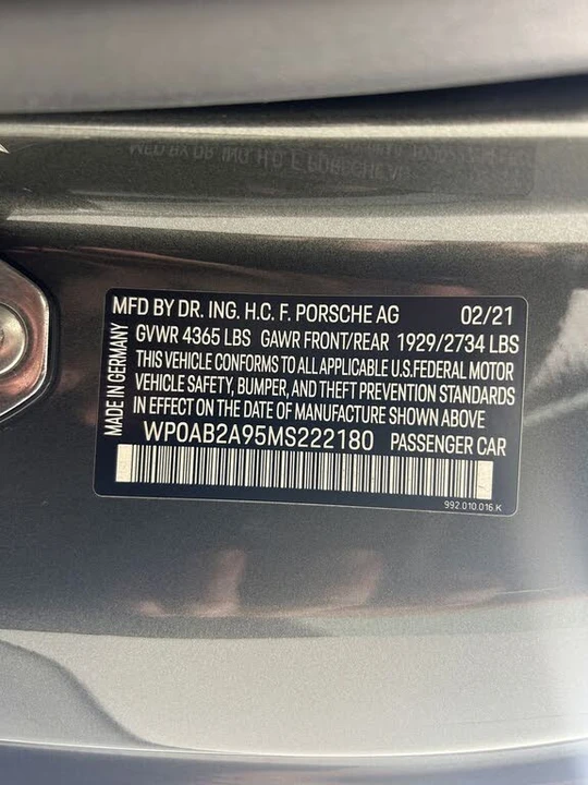 2021 Porsche 992 Carrera 4S - Image 31 of 31