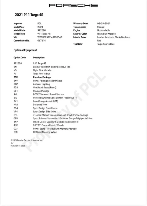 2021 Porsche 992 Targa 4 & 4S - Image 13 of 13