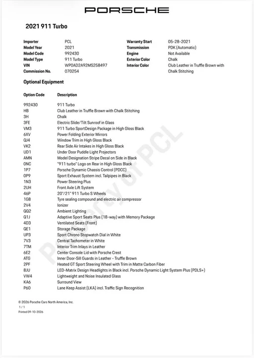 2021 Porsche 992 Turbo - Image 6 of 6