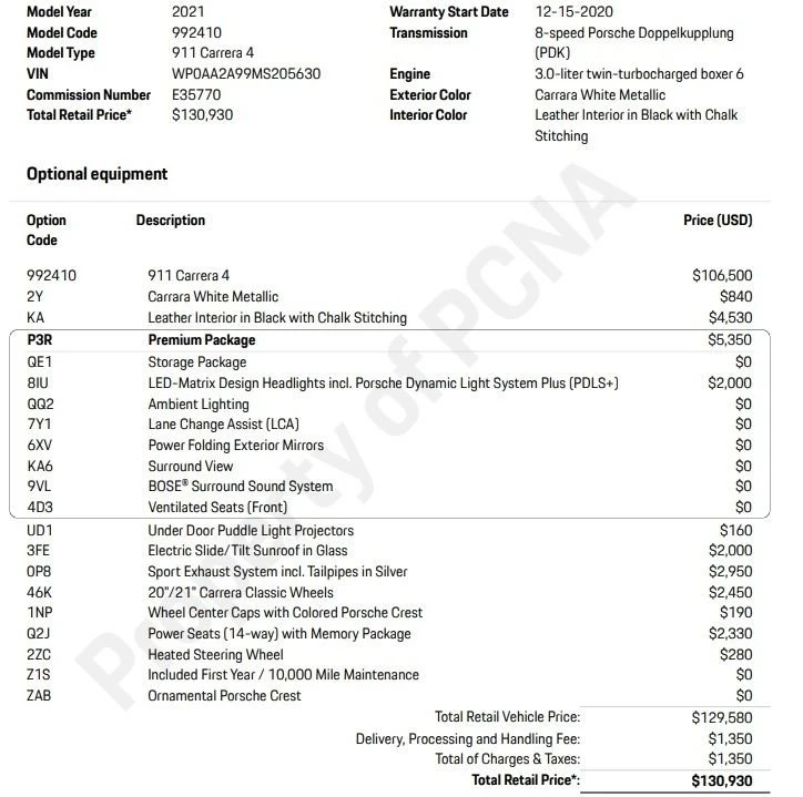 2021 Porsche 992 Carrera 4 - Image 6 of 6
