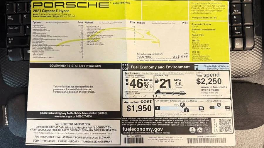 2021 Porsche 9Y0/9Y3 Cayenne - Image 20 of 20