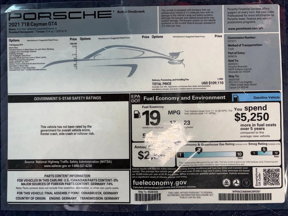 2021 Porsche 718 Cayman GT4 - Image 18 of 20