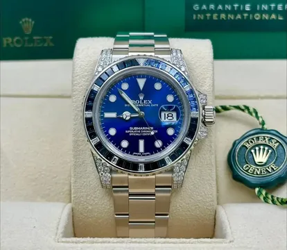 2021 Rolex Submariner Date White Gold Blue Dial Sapphire Diamond Bezel Watch Ref. 116659SABR