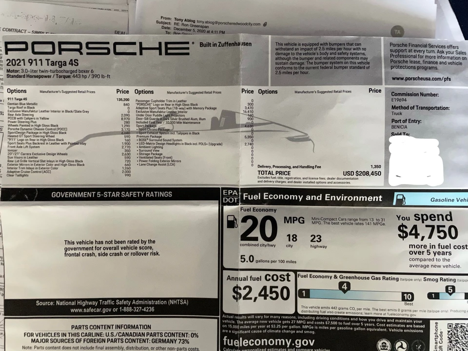 2021 Porsche 992 Targa 4 & 4S - Image 4 of 4
