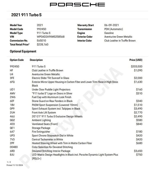 2021 Porsche 992 Turbo S - Image 5 of 5