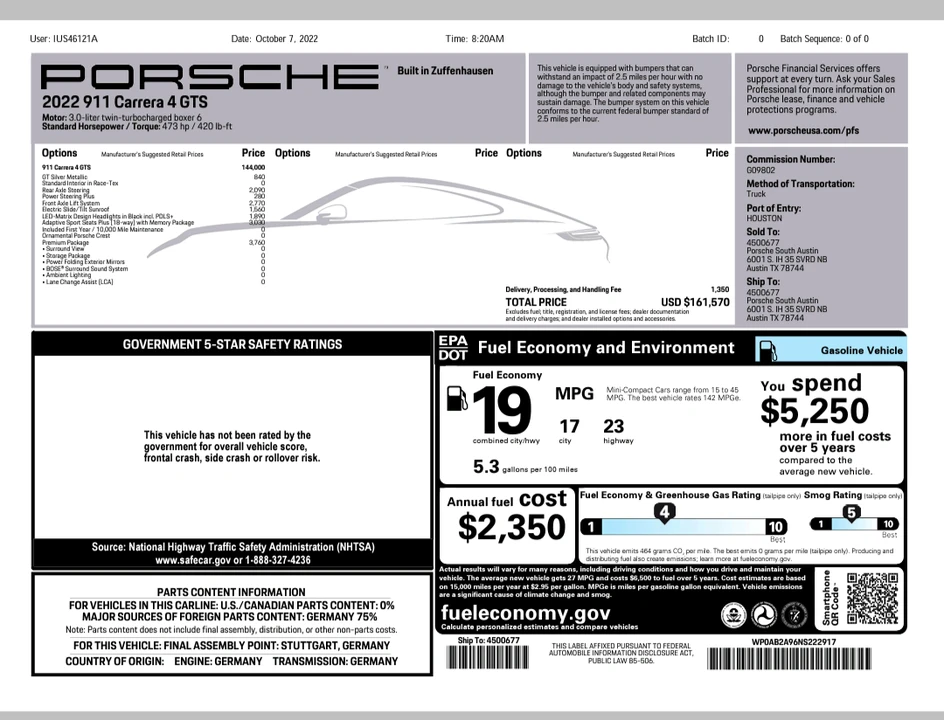 2022 Porsche 992 Carrera GTS - Image 2 of 31