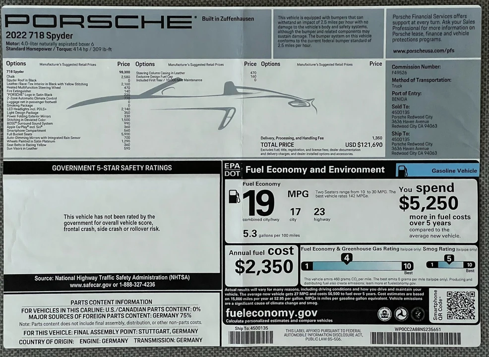 2022 Porsche 718 Boxster Spyder - Image 19 of 20