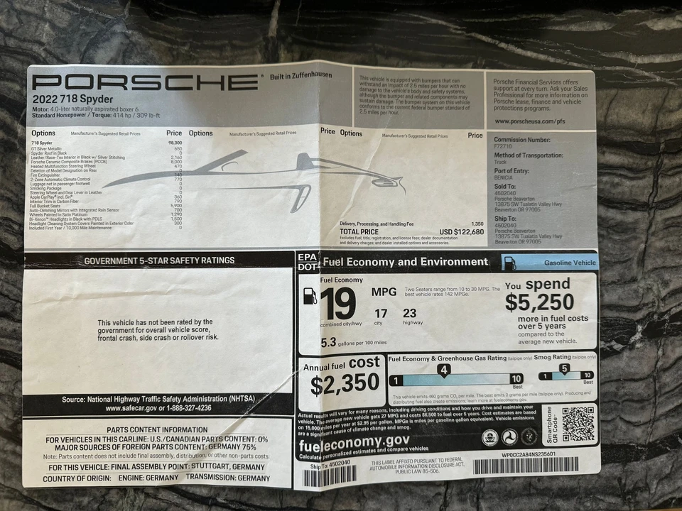 2022 Porsche 718 Boxster Spyder - Image 3 of 31