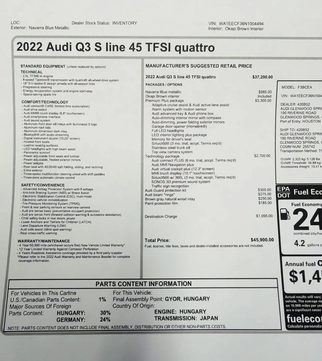 2022 Audi F3 Q3 - Image 16 of 20