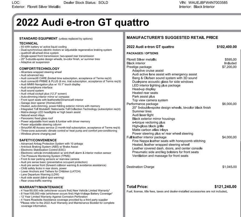 2022 Audi e-tron GT - Image 17 of 17