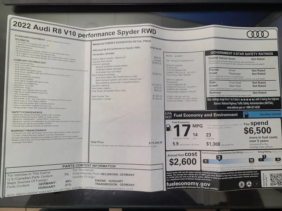 2022 Audi 4S R8 - Image 9 of 10