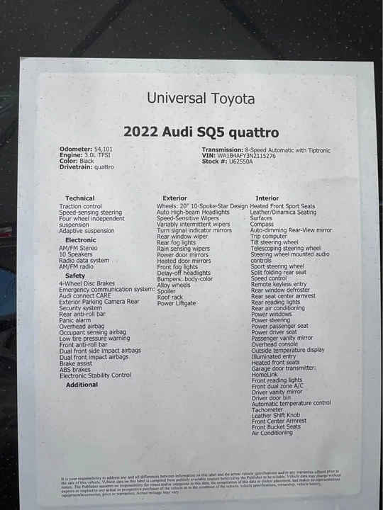 2022 Audi FY SQ5 - Image 3 of 3