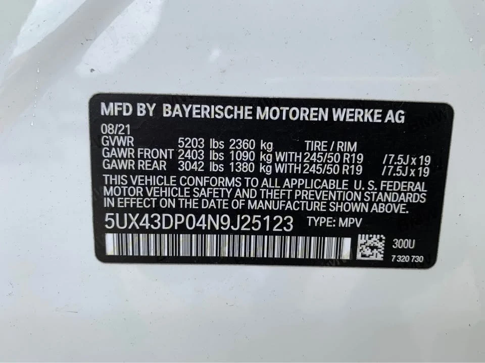 2022 BMW G01 X3 - Image 17 of 18
