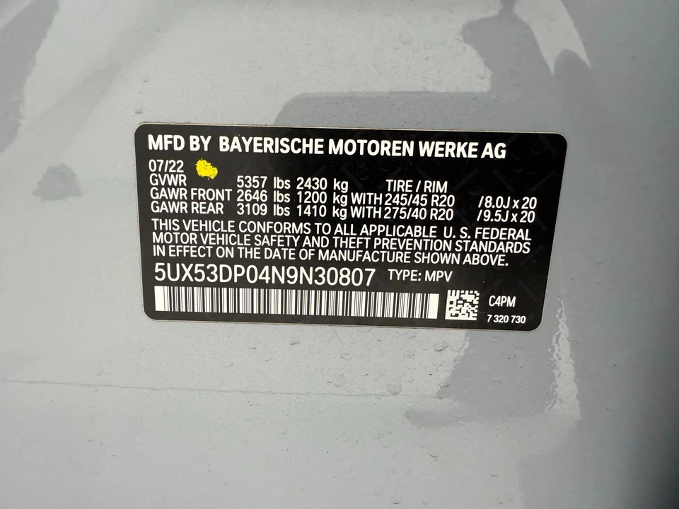 2022 BMW G01 X3 - Image 18 of 21