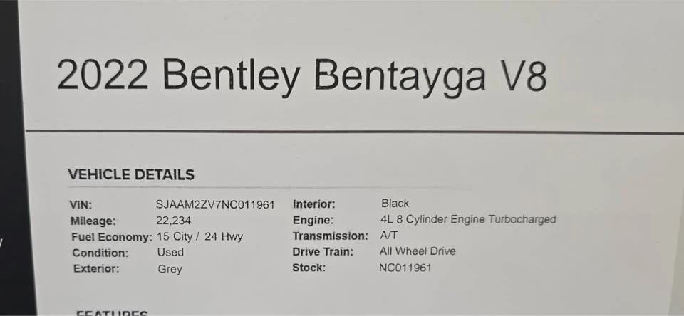 2022 Bentley Bentayga - Image 7 of 8