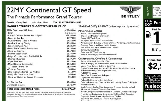 2022 Bentley Continental GT Speed 3rd Gen - Image 8 of 31