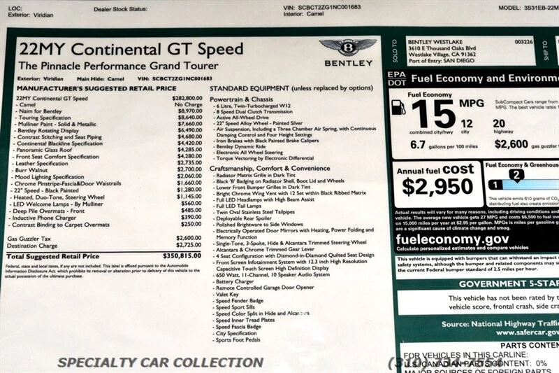 2022 Bentley Continental GT Speed 3rd Gen - Image 3 of 21