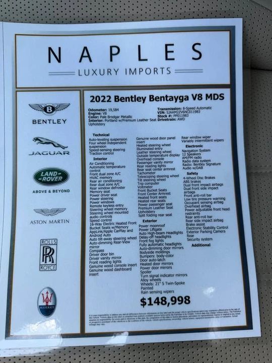 2022 Bentley Bentayga Mulliner - Image 20 of 20