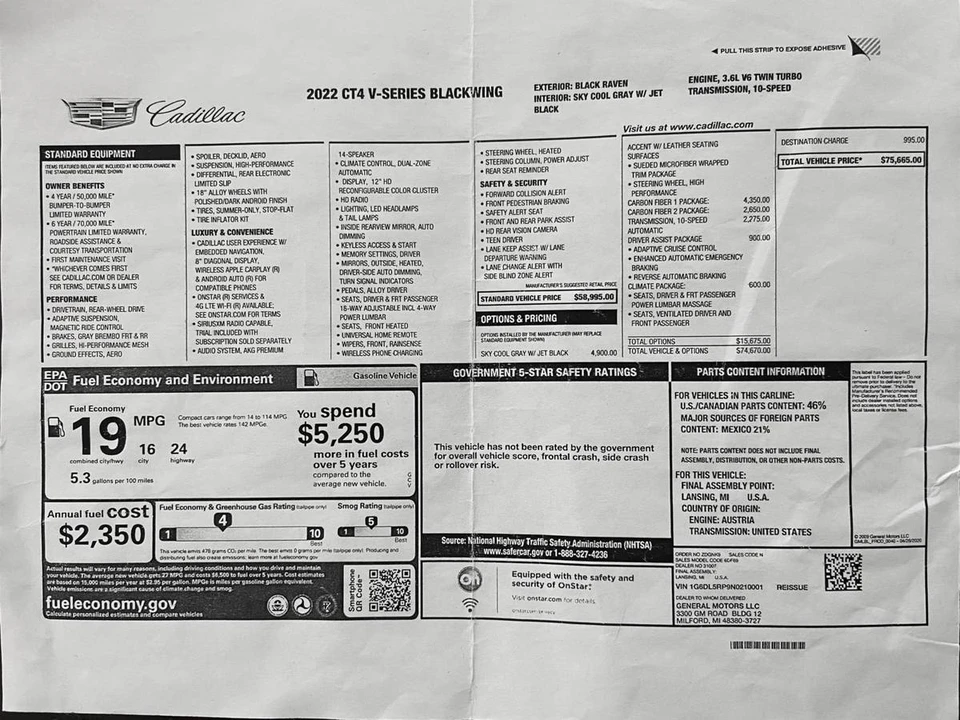 2022 Cadillac CT4-V Blackwing - Image 24 of 24