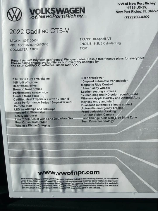 2022 Cadillac CT5-V Blackwing - Image 9 of 14
