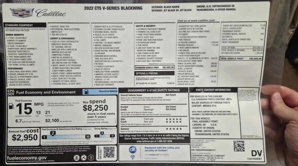 2022 Cadillac CT5-V Blackwing - Image 16 of 17