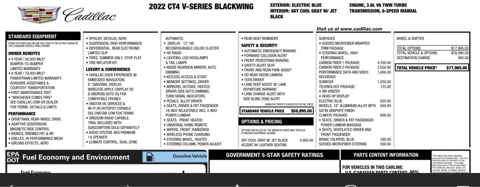 2022 Cadillac CT4-V Blackwing - Image 2 of 18