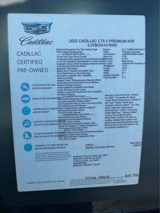 2022 Cadillac CT5-V - Image 7 of 7