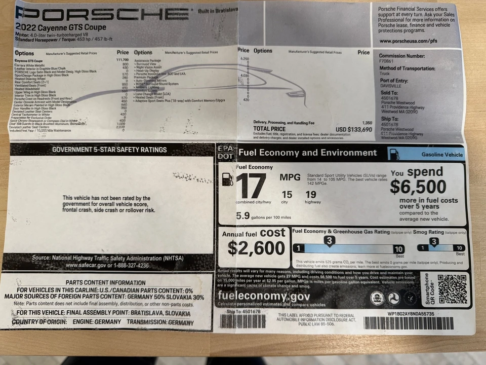 2022 Porsche 9Y0/9Y3 Cayenne GTS - Image 12 of 26