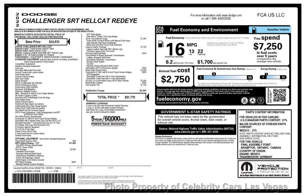2022 Dodge Challenger SRT Hellcat 3rd Gen - Image 9 of 12