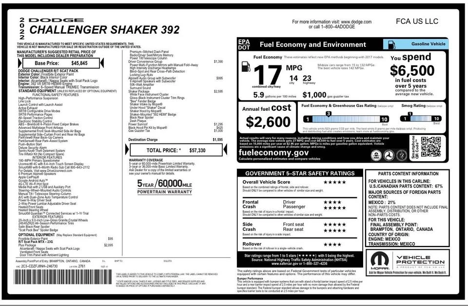 2022 Dodge Challenger SRT8 & 392 3rd Gen - Image 15 of 15