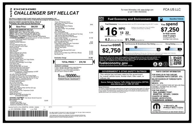2022 Dodge Challenger SRT Hellcat 3rd Gen - Image 3 of 12