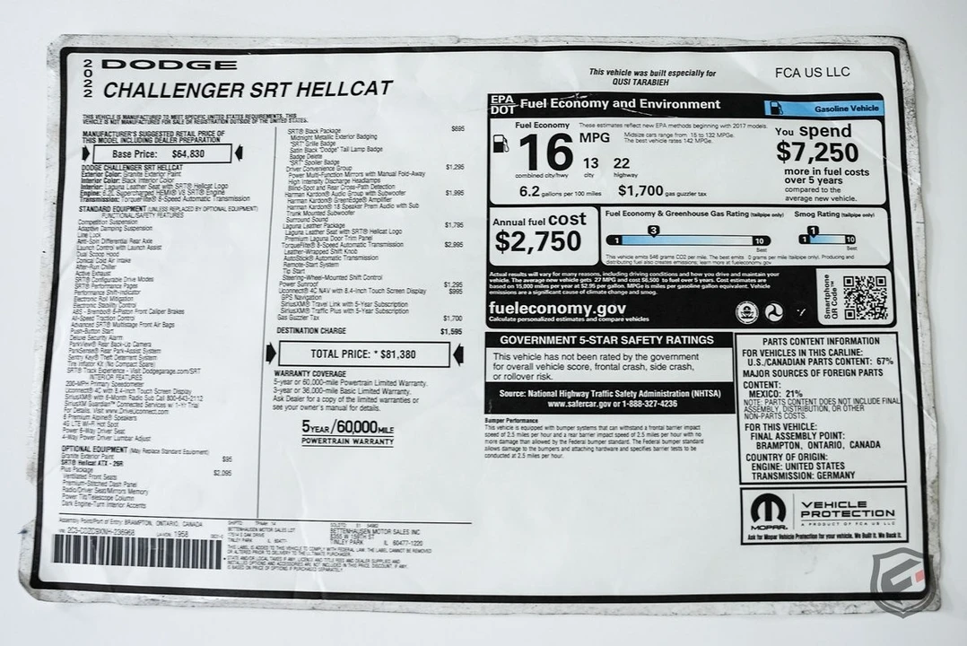 2022 Dodge Challenger SRT Hellcat 3rd Gen - Image 13 of 21