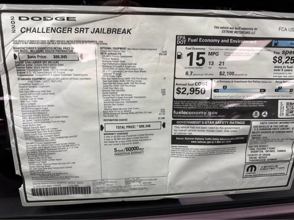 2022 Dodge Challenger SRT Hellcat 3rd Gen - Image 6 of 6