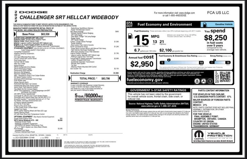 2022 Dodge Challenger SRT Hellcat 3rd Gen - Image 15 of 20