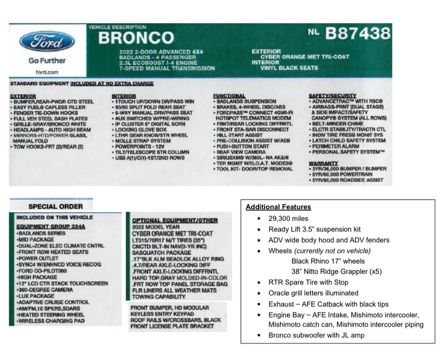 2022 Ford Bronco 6th Gen - Image 8 of 12