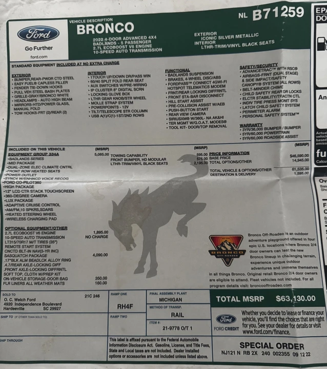 2022 Ford Bronco 6th Gen - Image 15 of 20
