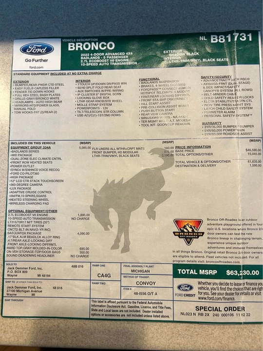 2022 Ford Bronco 6th Gen - Image 10 of 14