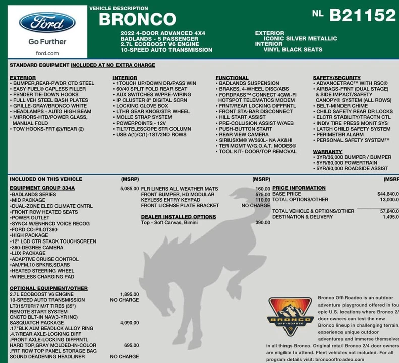 2022 Ford Bronco 6th Gen - Image 20 of 20