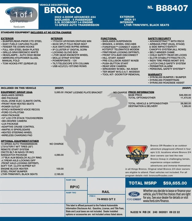 2022 Ford Bronco 6th Gen - Image 19 of 20
