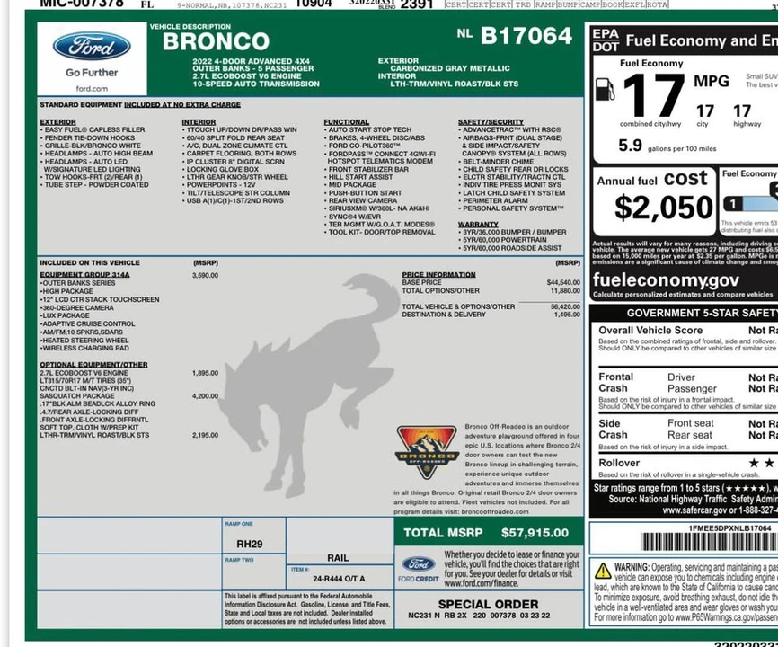 2022 Ford Bronco 6th Gen - Image 16 of 17