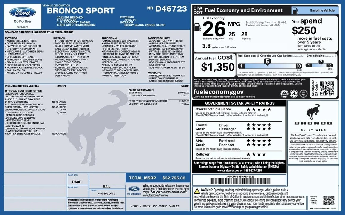 2022 Ford Bronco Sport - Image 22 of 22