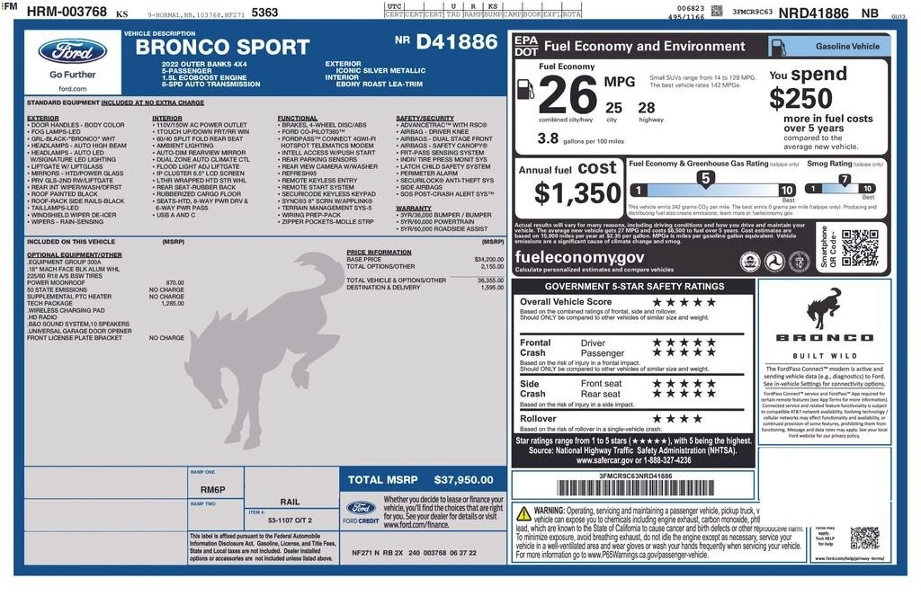 2022 Ford Bronco Sport - Image 2 of 2