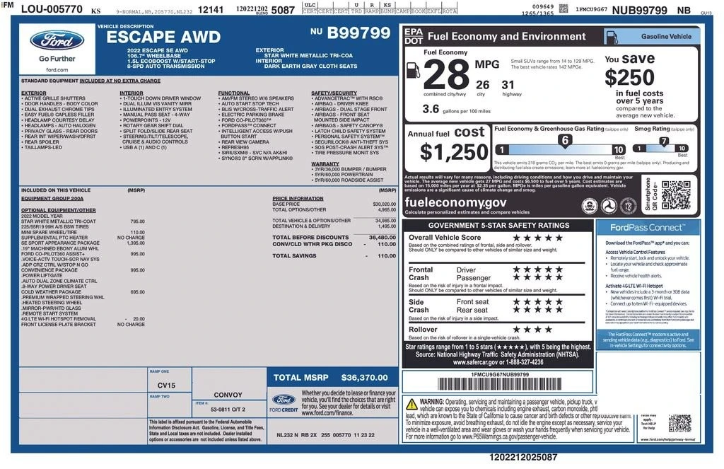 2022 Ford Escape - Image 2 of 2